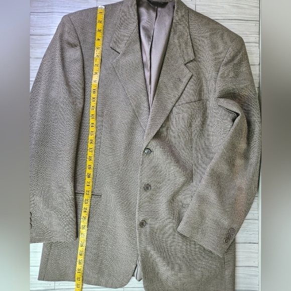 Vintage Pierre Cardin Checkered Notched Lapel Blazer in Sage and Tan Size 44L - Picture 11 of 16